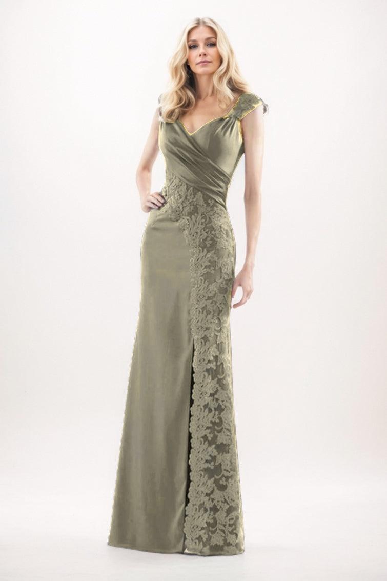 Sheath-Column Maxi Chiffon Mother Of The Bride Dress CM0275 - Champagne - COCOMELODY